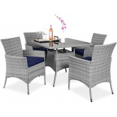 5-Piece Indoor Outdoor Wicker Dining Set Furniture for Patio