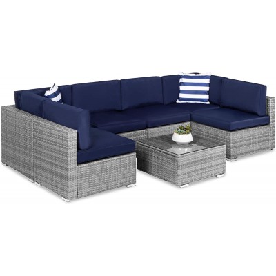 Best Choice Products 7-Piece Modular Outdoor Sectional Wicker Patio Furniture Conversation Set