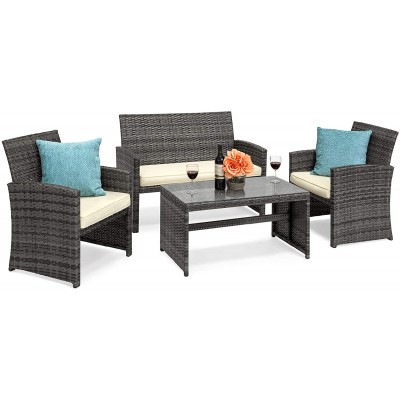 Best Choice Products 4-Piece Wicker Patio Conversation Furniture Set