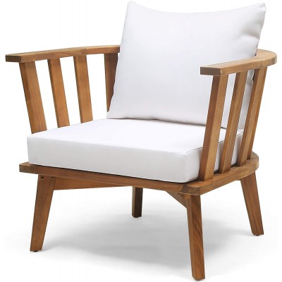 Christopher Knight Home Dean Outdoor Wooden Club Chair with Cushions