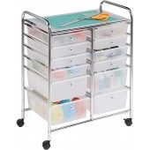 Honey-Can-Do Rolling Storage Cart and Organizer with 12 Plastic Drawers